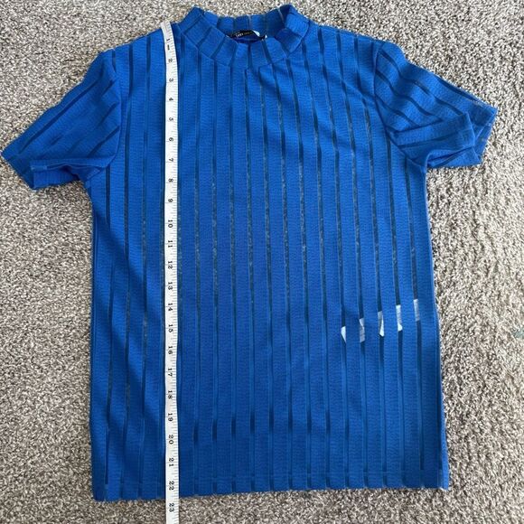 ZARA | Mesh Pinstripe mock neck blouse - Picture 10 of 10